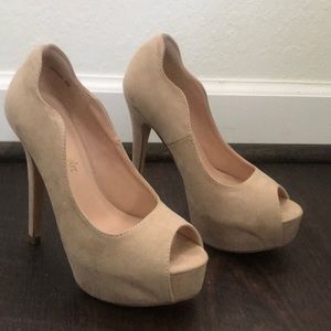 Nude 3 1/2 inch platform heels